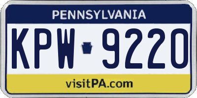 PA license plate KPW9220