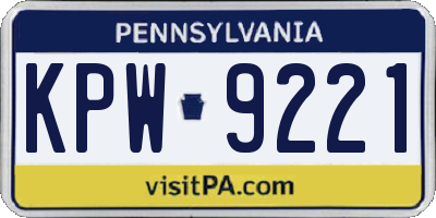 PA license plate KPW9221