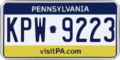 PA license plate KPW9223