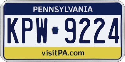 PA license plate KPW9224