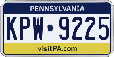PA license plate KPW9225
