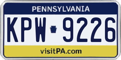PA license plate KPW9226