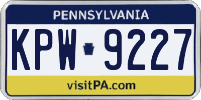 PA license plate KPW9227