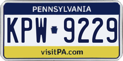 PA license plate KPW9229
