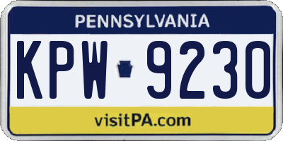 PA license plate KPW9230