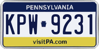 PA license plate KPW9231