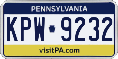 PA license plate KPW9232