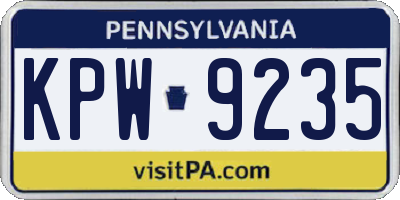 PA license plate KPW9235