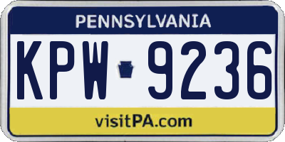 PA license plate KPW9236