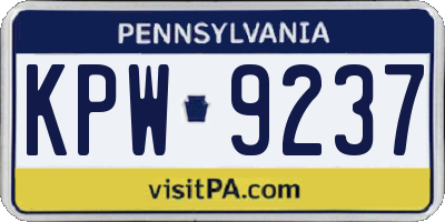 PA license plate KPW9237