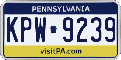 PA license plate KPW9239