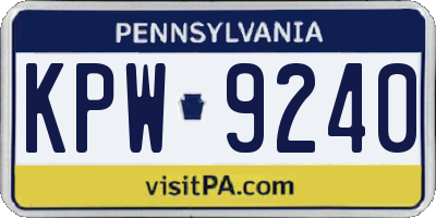 PA license plate KPW9240
