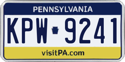 PA license plate KPW9241