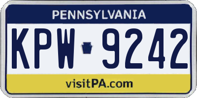PA license plate KPW9242