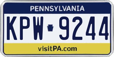 PA license plate KPW9244