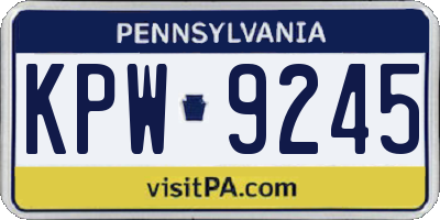 PA license plate KPW9245