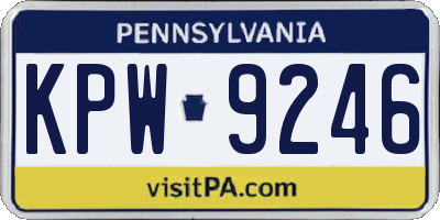 PA license plate KPW9246