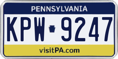 PA license plate KPW9247