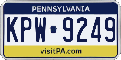 PA license plate KPW9249