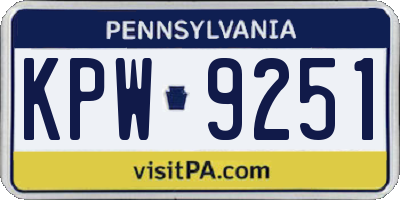 PA license plate KPW9251