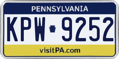 PA license plate KPW9252