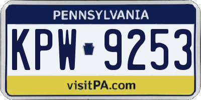 PA license plate KPW9253