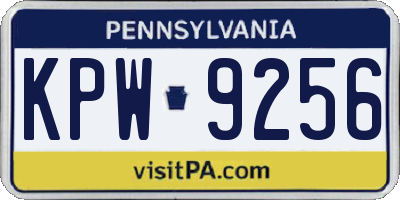 PA license plate KPW9256