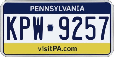 PA license plate KPW9257