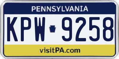 PA license plate KPW9258