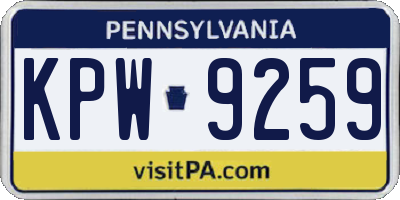 PA license plate KPW9259