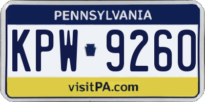 PA license plate KPW9260