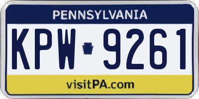 PA license plate KPW9261