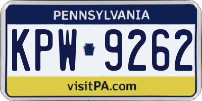 PA license plate KPW9262