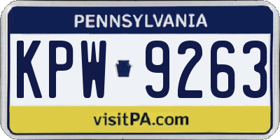 PA license plate KPW9263