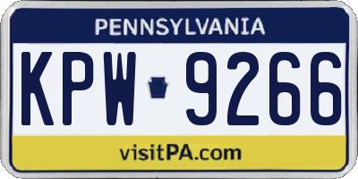 PA license plate KPW9266