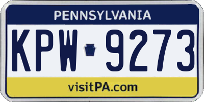 PA license plate KPW9273