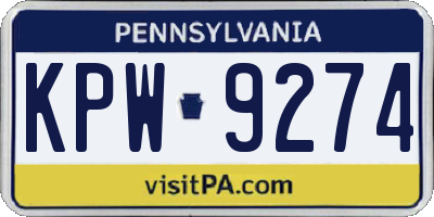 PA license plate KPW9274
