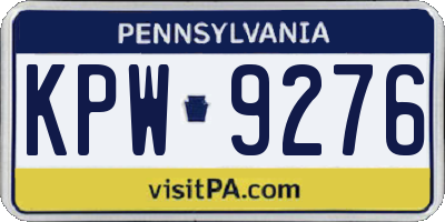 PA license plate KPW9276