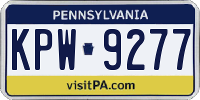PA license plate KPW9277