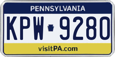 PA license plate KPW9280