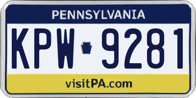 PA license plate KPW9281
