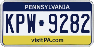 PA license plate KPW9282