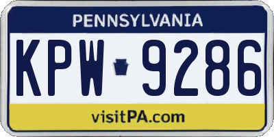 PA license plate KPW9286