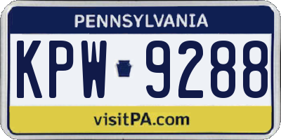 PA license plate KPW9288