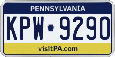 PA license plate KPW9290