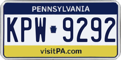 PA license plate KPW9292