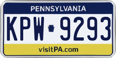 PA license plate KPW9293