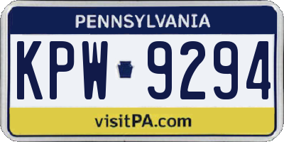 PA license plate KPW9294