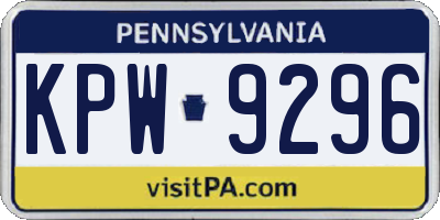 PA license plate KPW9296