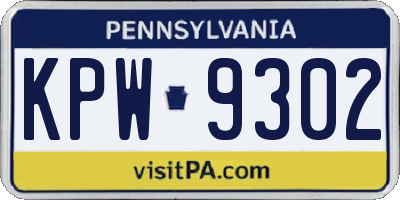 PA license plate KPW9302